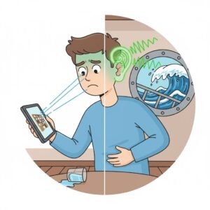 Por qué se produce el mareo en barco Ilustración explicativa del mareo en barco provocado por la confusión entre la vista y el equilibrio